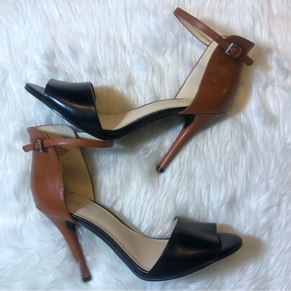 Nine West Acre Leather Black/Brown Heels 7.5M - Picture 2 of 14